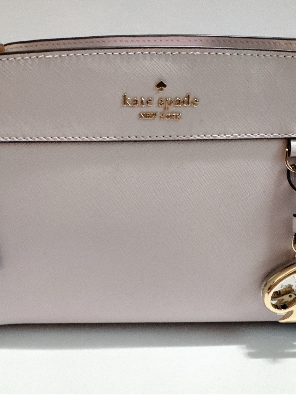 kate spade Pale Pink Saffiano Leather Shoulder Bag with Gold Accent